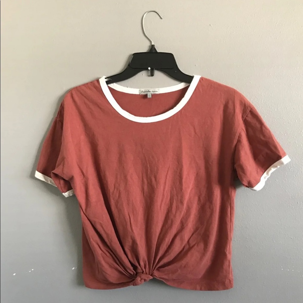 Charlotte Russe tie front crop top